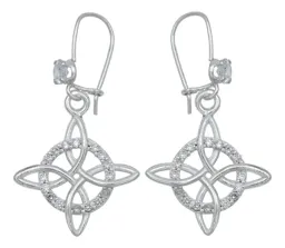 Aretes Gancho Plata 925 Nudo de la Bruja Celta con Zirconia - Imagen 1