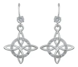 Aretes Gancho Plata 925 Nudo de la Bruja Celta con Zirconia - Imagen 2