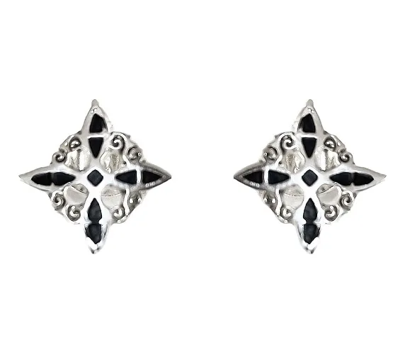 Aretes de plata .925 plateado nudo de bruja liso diseno unisex broquel — Joyaris