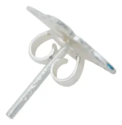Aretes Broquel Plata 925 Nudo de Bruja Esmaltado Azul - Imagen 3