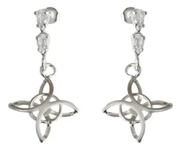 Aretes Colgante Plata 925 Nudo de Bruja con Zirconia Transparente - Imagen 1