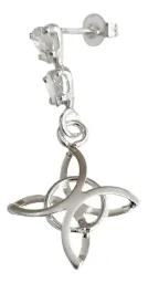 Aretes Colgante Plata 925 Nudo de Bruja con Zirconia Transparente - Imagen 2