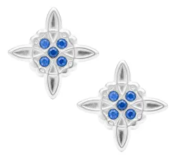 Aretes Broquel de Plata 925 Nudo de Bruja con Zirconia Transparente - Imagen 1