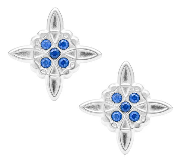 Aretes Broquel de Plata 925 Nudo de Bruja con Zirconia Transparente - Imagen 1