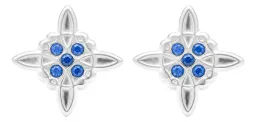 Aretes Broquel de Plata 925 Nudo de Bruja con Zirconia Transparente - Imagen 2