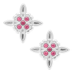 Aretes Broquel Plata 925 Nudo de Bruja con Zirconia Protección - Imagen 1