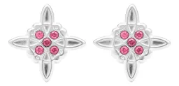 Aretes Broquel Plata 925 Nudo de Bruja con Zirconia Protección - Imagen 2