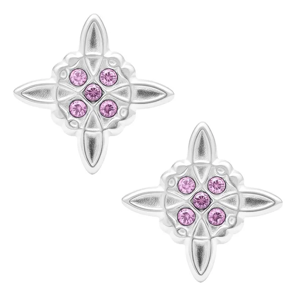 Aretes Broquel Plata 925 Nudo Bruja con Zirconia Transparente - Imagen 1