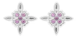 Aretes Broquel Plata 925 Nudo Bruja con Zirconia Transparente - Imagen 2