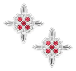 Aretes Broquel Plata 925 Nudo de Bruja con Zirconia Unisex - Imagen 1