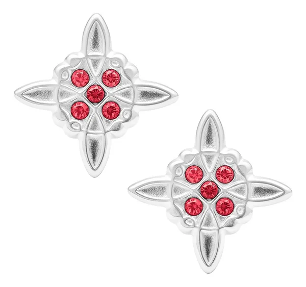 Aretes Broquel Plata 925 Nudo de Bruja con Zirconia Unisex - Imagen 1
