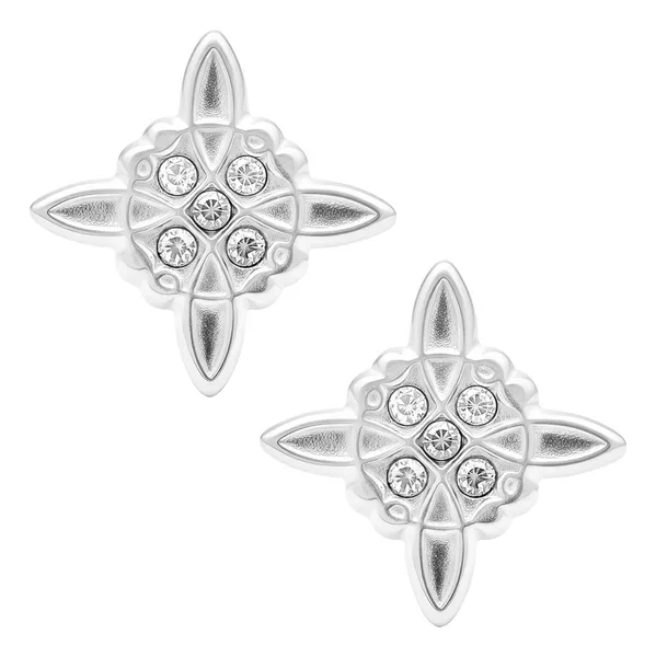 Aretes Broquel Plata 925 Nudo de Bruja Zirconia - Imagen 1
