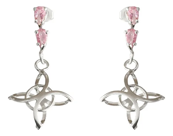 Aretes de plata .925 rosa zirconia Nudo de Bruja broquel — Joyaris