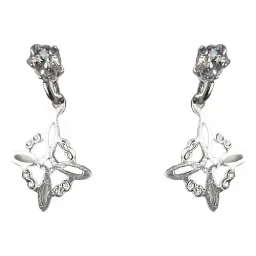 Aretes Broquel Plata 925 Nudo Bruja Zirconia Transparente - Imagen 1