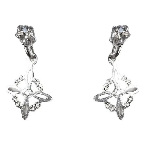 Aretes de plata .925 zirconia nudo de bruja broquel — Joyaris