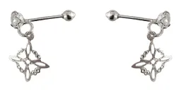 Aretes Broquel Plata 925 Nudo Bruja Zirconia Transparente - Imagen 2