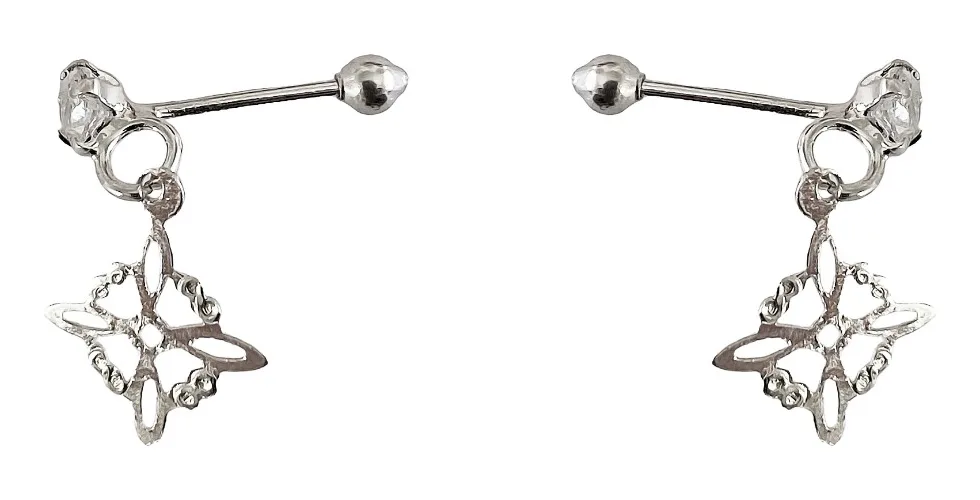 Aretes de plata .925 zirconia nudo de bruja broquel — Joyaris