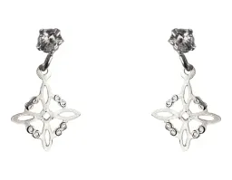 Aretes Broquel Plata 925 Nudo Bruja Zirconia Transparente - Imagen 3
