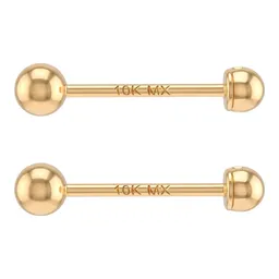 Aretes Broquel Oro 10k Bola Lisa Dormilona para Mujer - Imagen 4