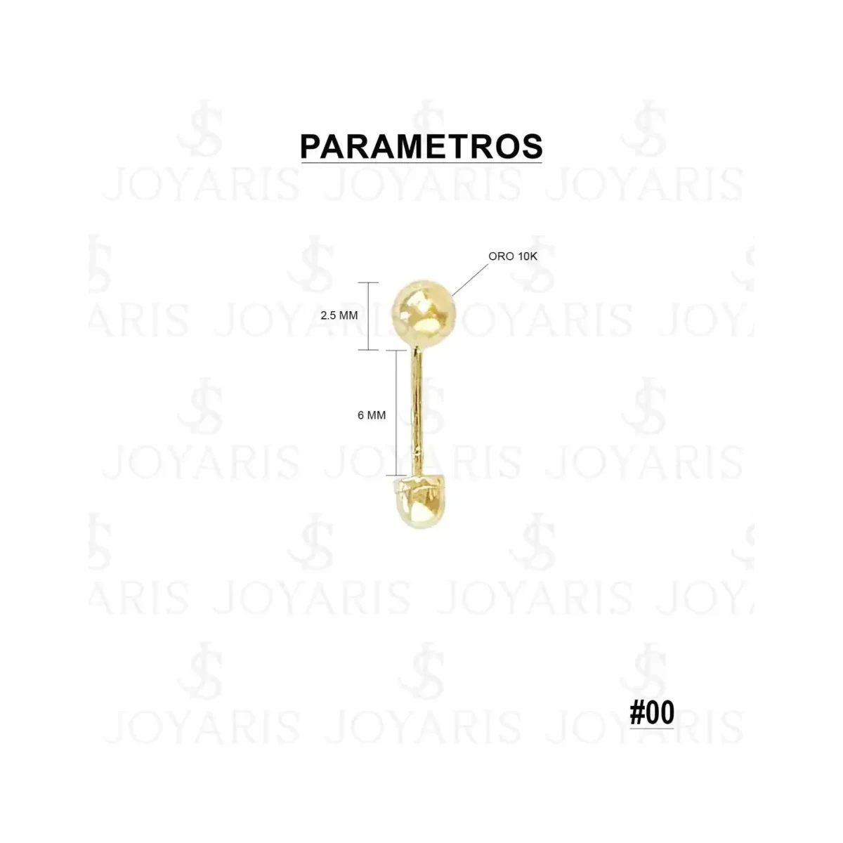 Aretes Broquel Oro 10k Bola Lisa Dormilona - Imagen 2
