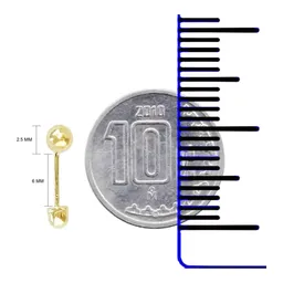 Aretes Broquel Oro 10k Bola Lisa Dormilona - Imagen 3