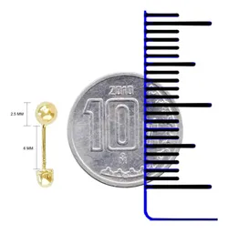Aretes Broquel Oro 10k Bola Lisa Dormilona - Imagen 3