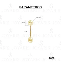 Arete Broquel Dormilona Bola Oro 10k - Imagen 2
