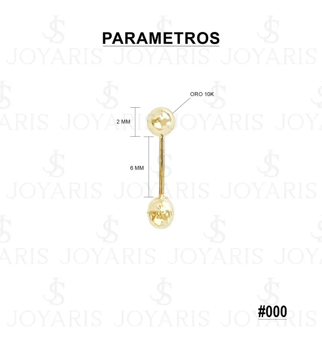 Aretes Broquel Oro 10k Bola Pulida Clásica - Imagen 1