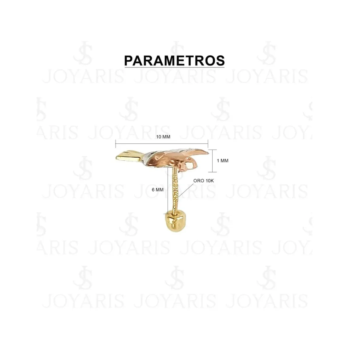 Aretes Broquel Oro 10k Colibrí Diseño Florentino para Mujer - Imagen 2