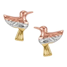 Aretes Broquel Oro 10k Colibrí Diseño Florentino para Mujer - Imagen 5