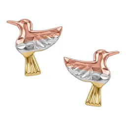 Aretes Broquel Oro 10k Colibrí Diseño Florentino para Mujer - Imagen 6