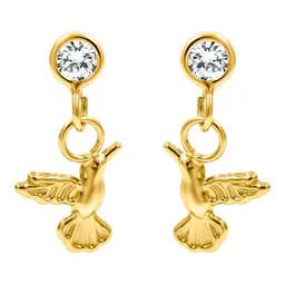 Aretes Broquel Oro 10k Colibrí Liso Artesanal - Imagen 1