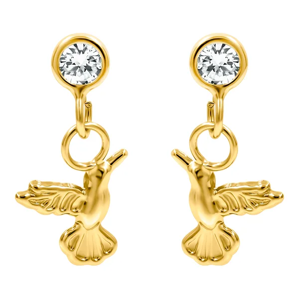 Aretes Broquel Oro 10k Colibrí Liso Artesanal - Imagen 1