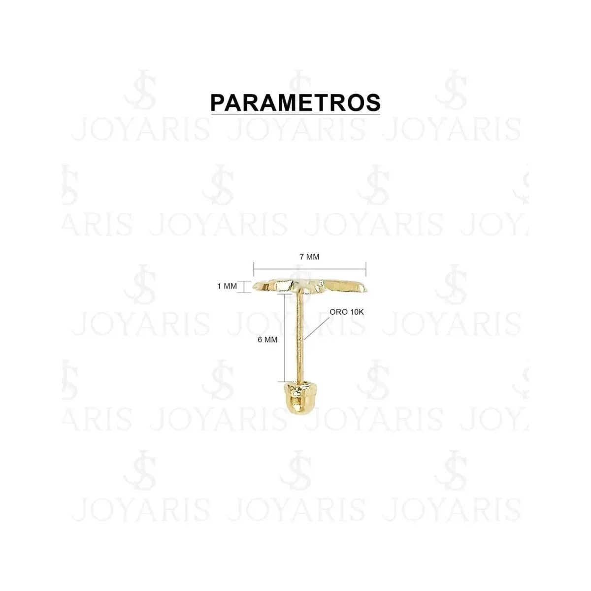 Aretes Broquel Oro 10k Colibrí Liso para Mujer - Imagen 2
