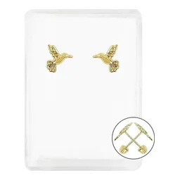 Aretes Broquel Oro 10k Colibrí Liso Pequeño para Mujer - Imagen 1