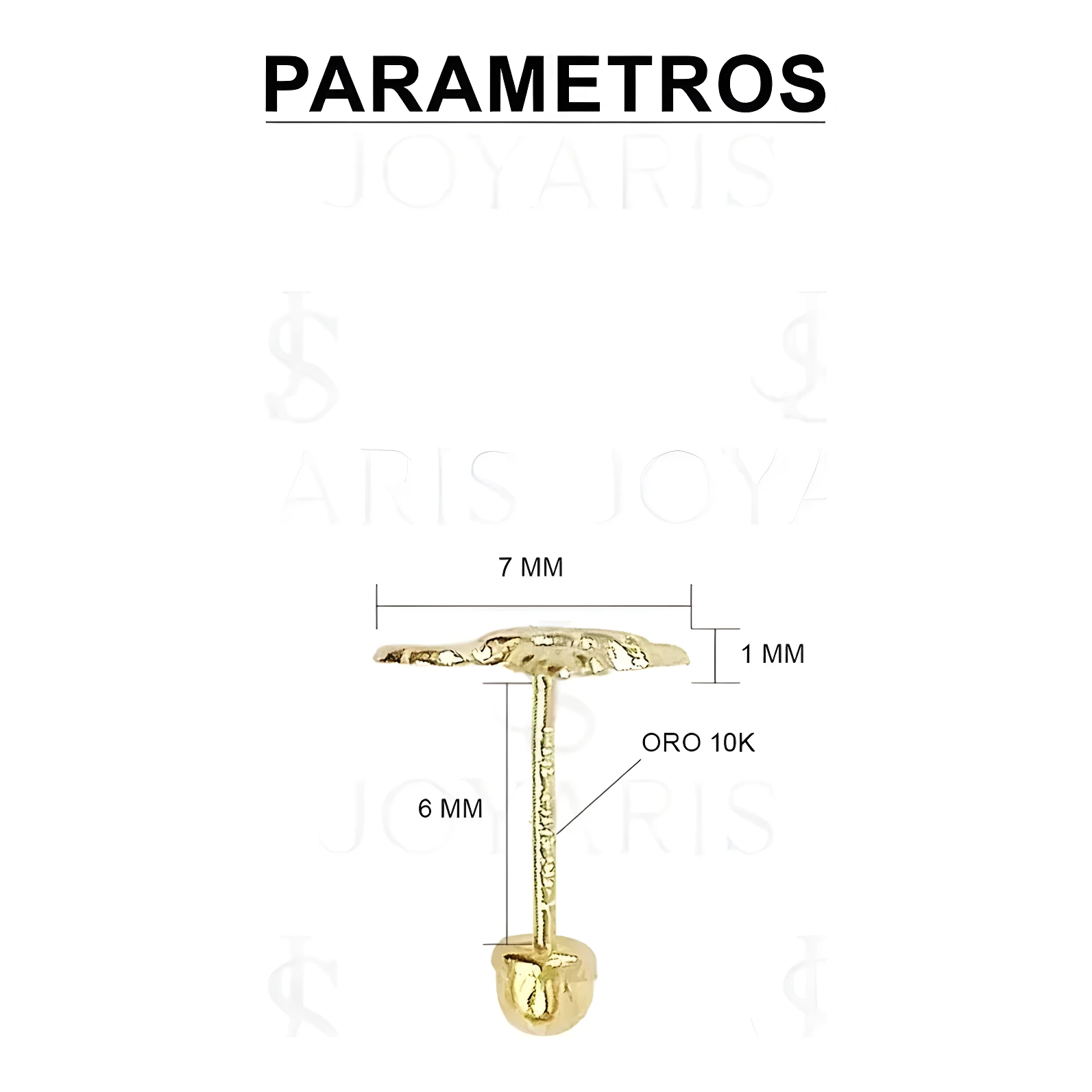 Aretes Broquel Oro 10k Colibrí Liso Pequeño para Mujer - Imagen 2