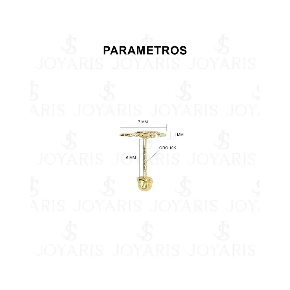 Aretes Broquel Oro 10k Colibrí Liso Pequeño para Mujer - Imagen 2