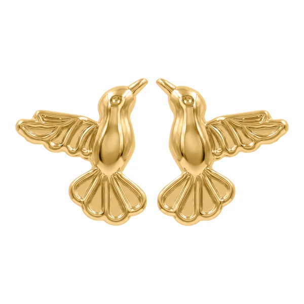 Aretes Broquel Oro 10k Colibrí Liso Pequeño para Mujer