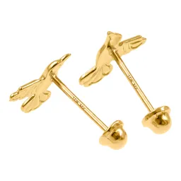 Aretes Broquel Oro 10k Colibrí Liso Pequeño para Mujer - Imagen 5