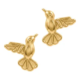Aretes Broquel Oro 10k Colibrí Liso Pequeño para Mujer - Imagen 6