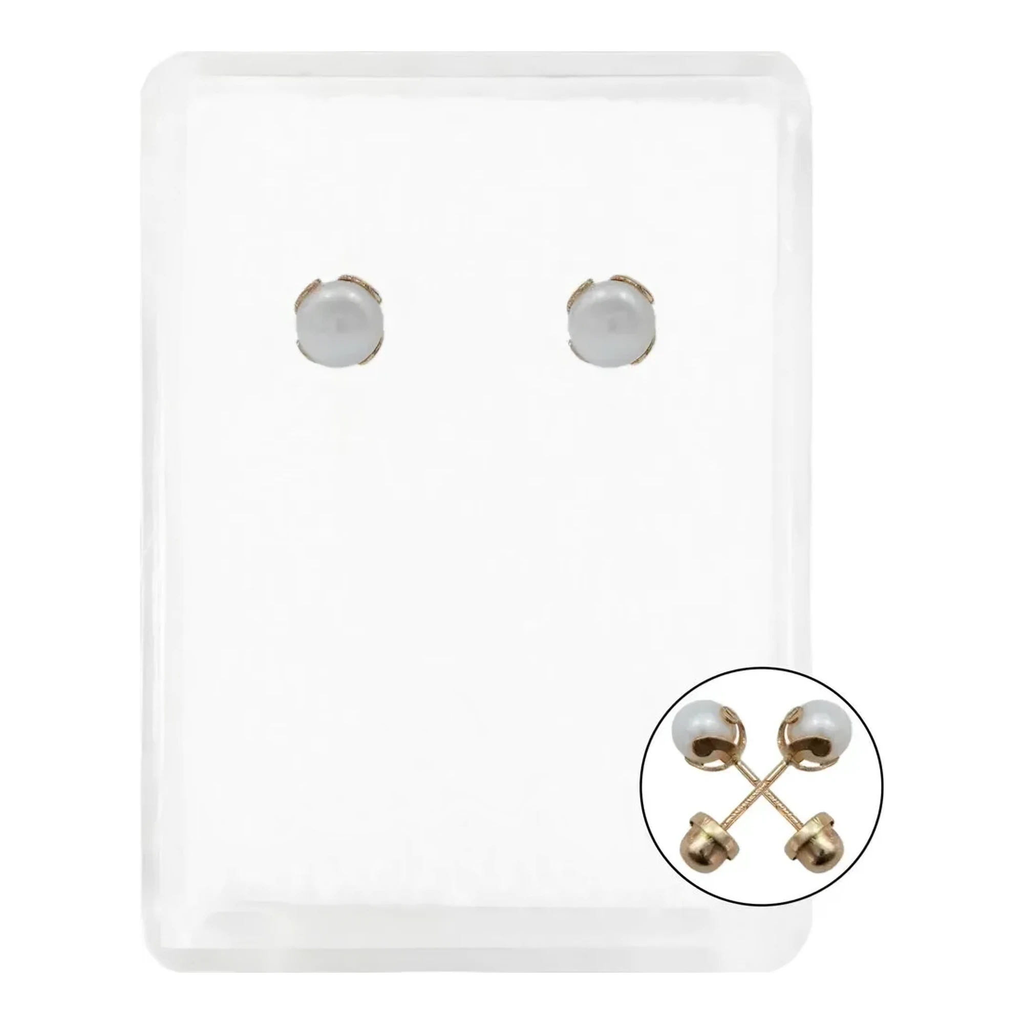 Aretes broquel de oro 10k con perla natural de 5mm - Joyaris joyería fina mexicana