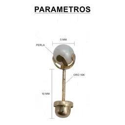 Aretes Broquel Oro 10k con Perla Natural 5mm - Imagen 2