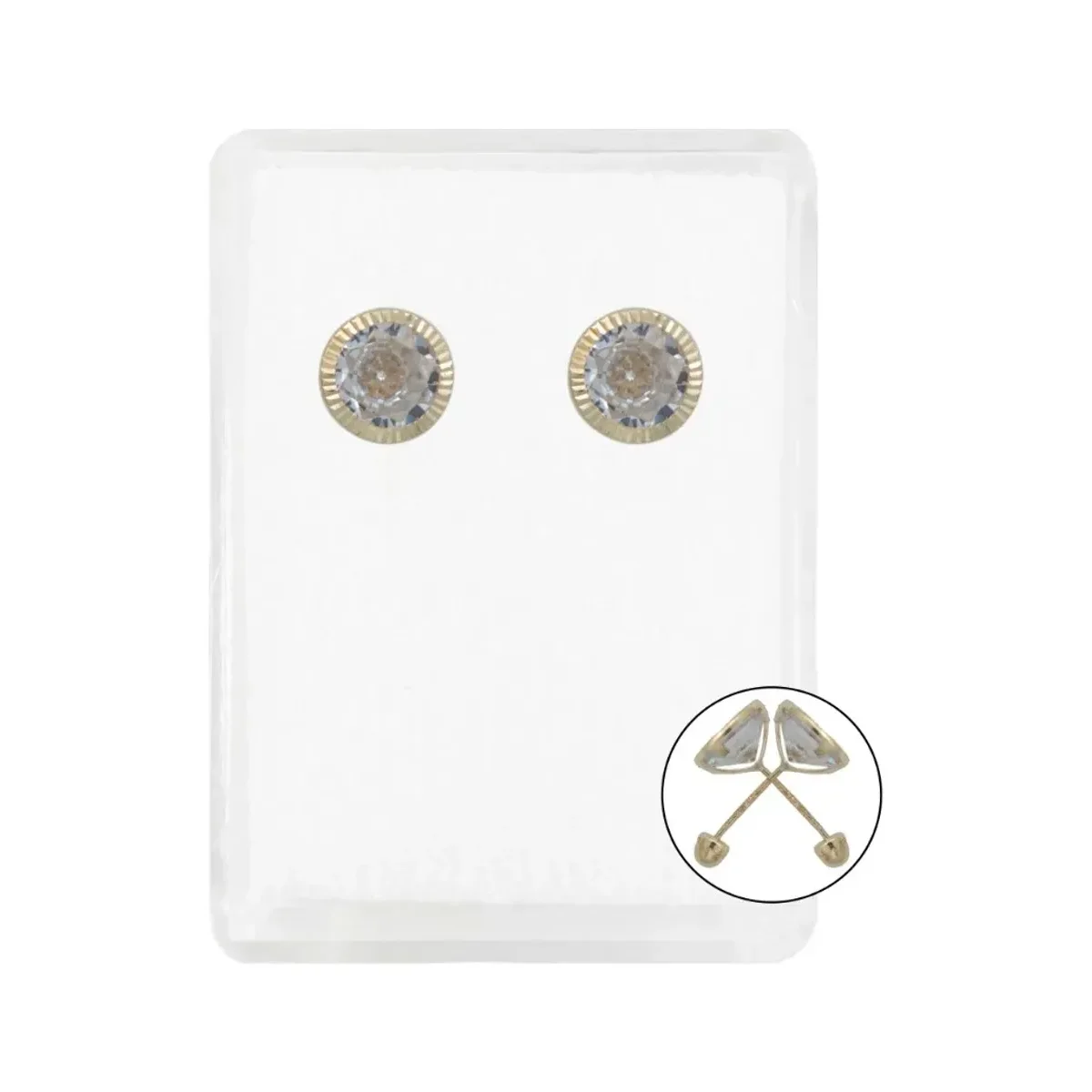 Aretes broquel de oro 10k nacional para mujer, con zirconia brillante y bisel diamantado. Joyería mexicana oro 10k duradera.