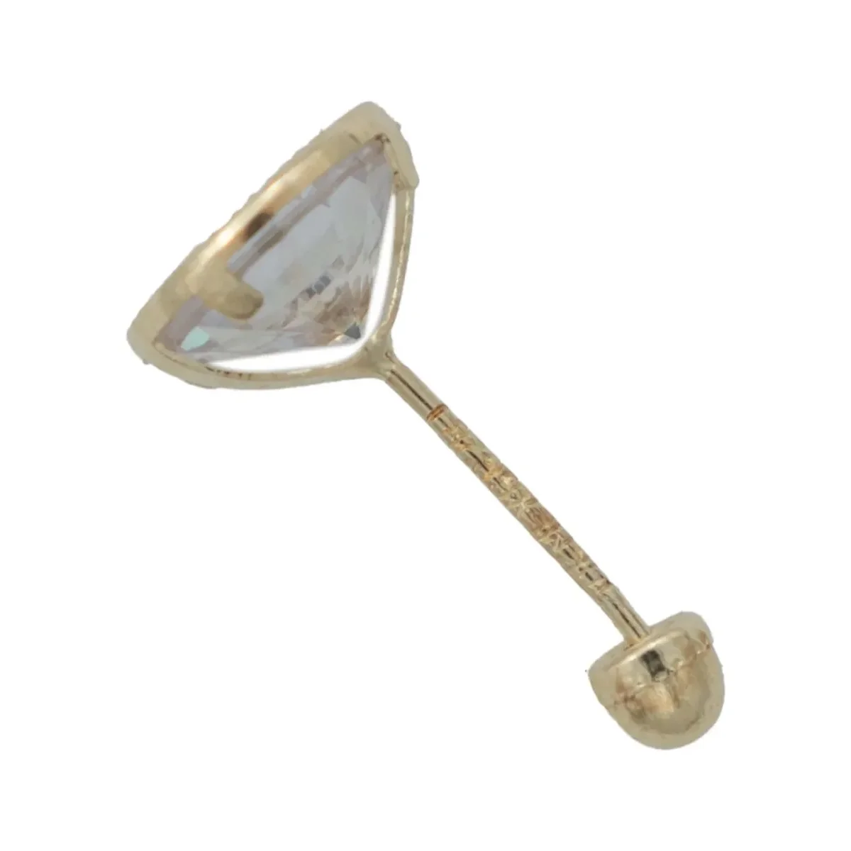 Aretes Broquel Oro 10k con Zirconia Bisel Diamantado - Imagen 2