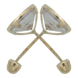 Aretes Broquel Oro 10k con Zirconia Bisel Diamantado - Imagen 3