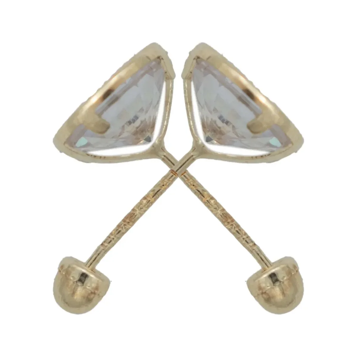 Aretes Broquel Oro 10k con Zirconia Bisel Diamantado - Imagen 3