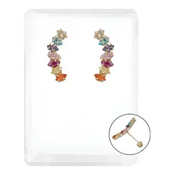 Aretes Broquel Oro 10k con Zirconias Diseño Marquise para Mujer - Imagen 1
