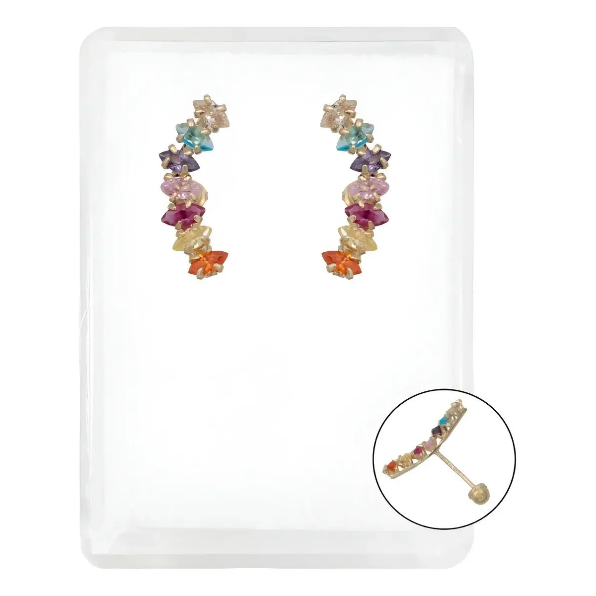 Aretes broquel de oro 10k con zirconias diseño Marquise para mujer, joyería moderna, minimalista e hipoalergénica mexicana.