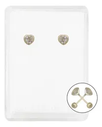 Aretes Broquel Oro 10k Corazón con Zirconia Transparente Modelo 326 - Imagen 1