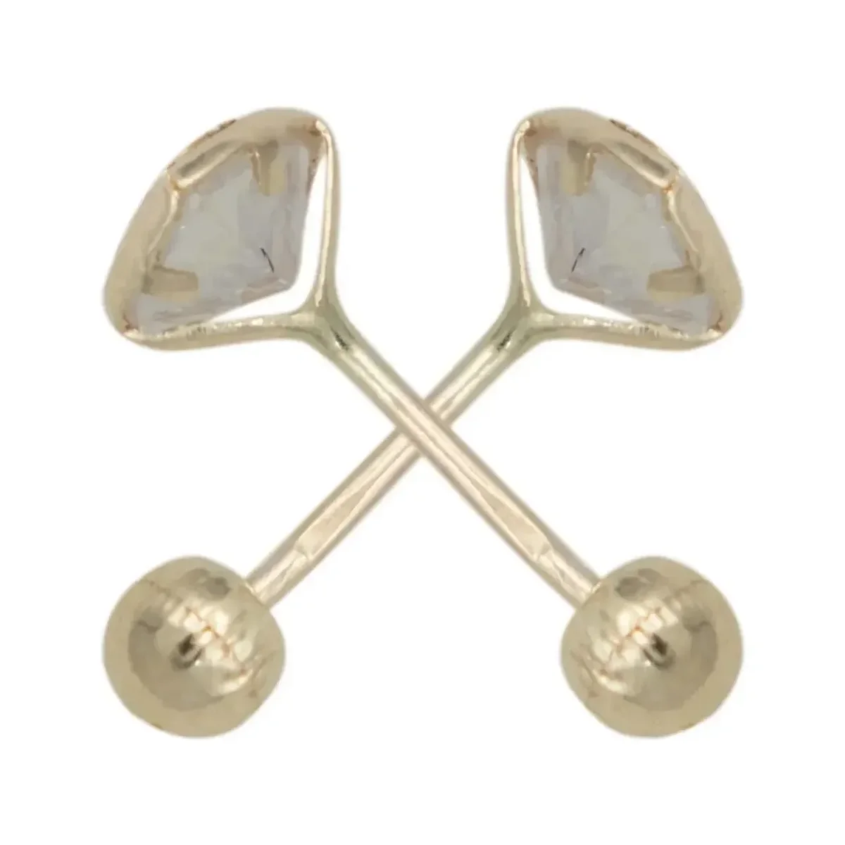 Aretes Broquel Oro 10k Corazón con Zirconia Transparente Modelo 326 - Imagen 2